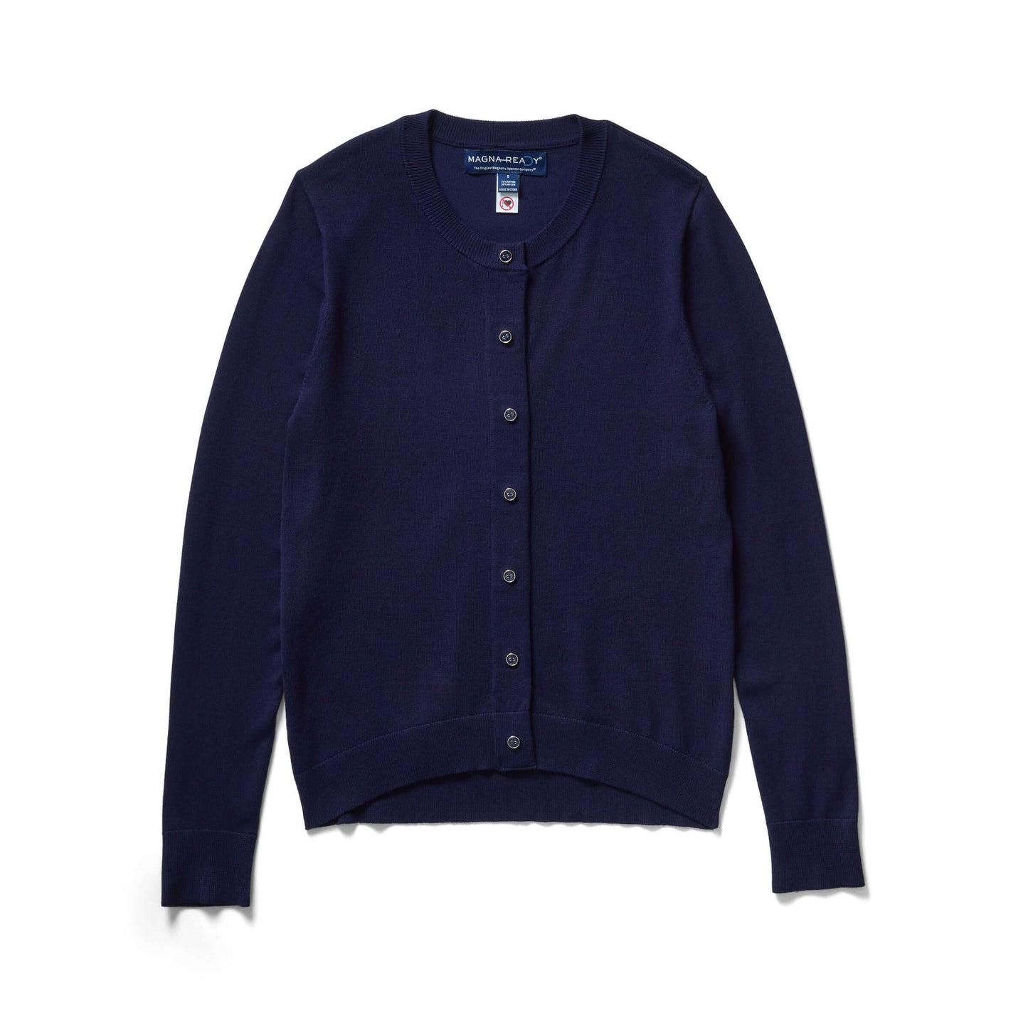 Women's Navy Adaptive Magnetic Front Knit Cardigan Sweater